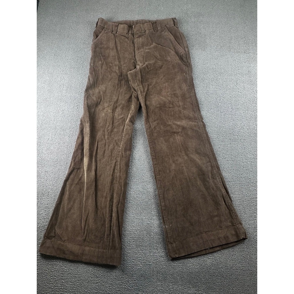 Vintage JCPenney Pants Men 30 Brown Flared Corduroy Bell Bottom 70s Disco Rocker